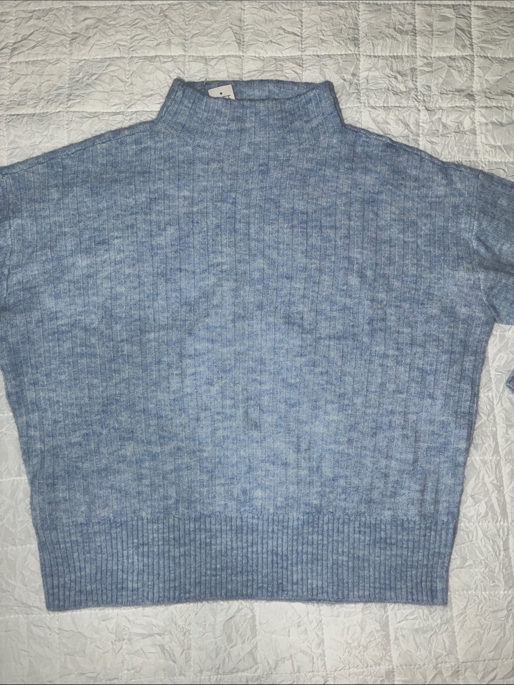LOFT Women’s Sky Blue Ribbed Mock Neck Sweater